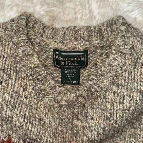 A&F Brown and Red Knit Wool Crewneck Sweater | Sz S - Picture 4 of 5